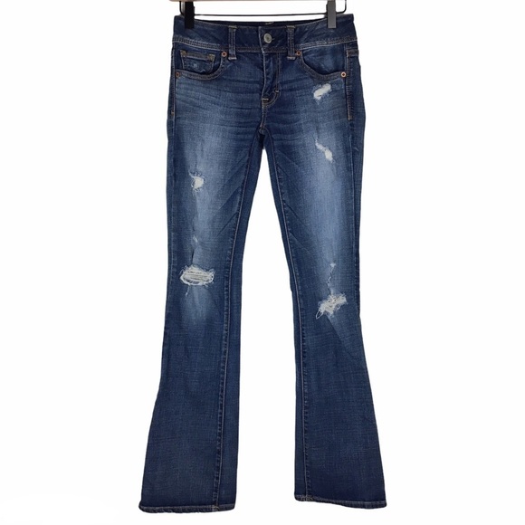 AMERICAN EAGLE OUTFITTERS Jeans Kick Boot Cut Super Stretch Denim Size 0 Regular - Picture 13 of 13